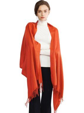 Women's Burnt Orange Wedding Bridal Scarf Pashmina Shawls Long Large Scarves